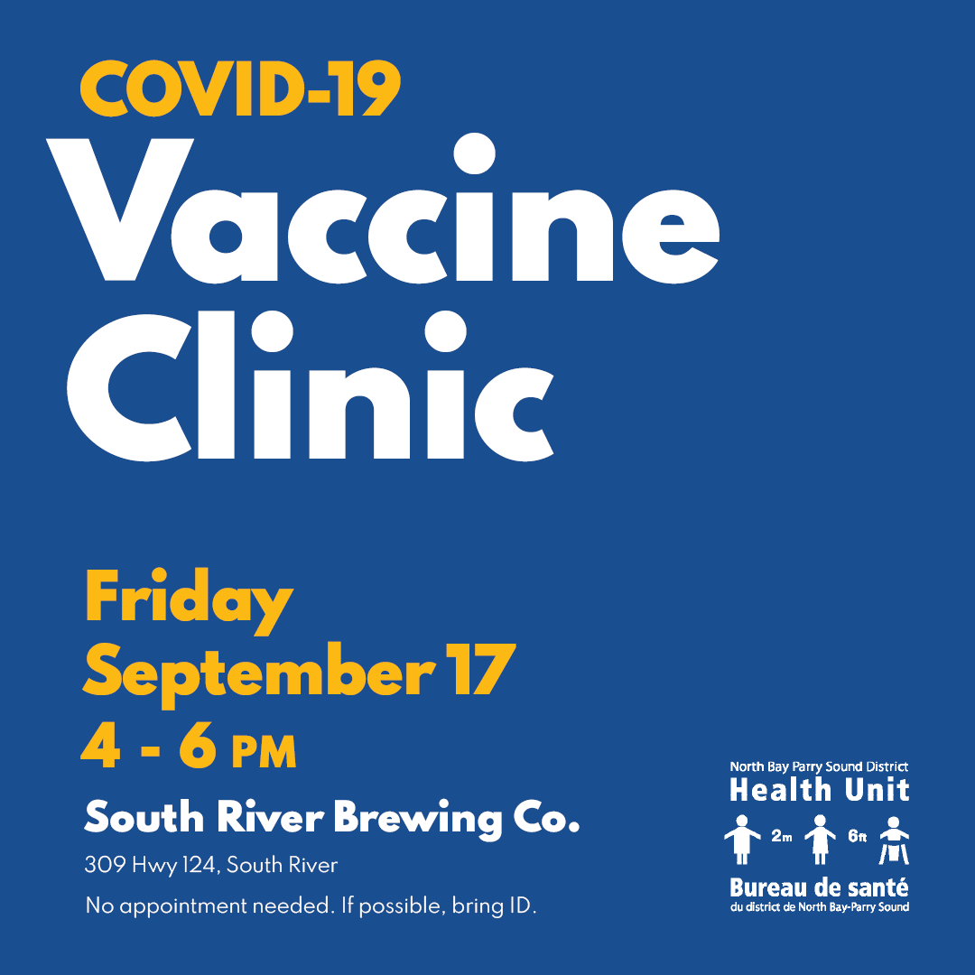 Covid-19 Vaccine Clinic Friday September 17 4 - 6 PM South River Brewing Co.